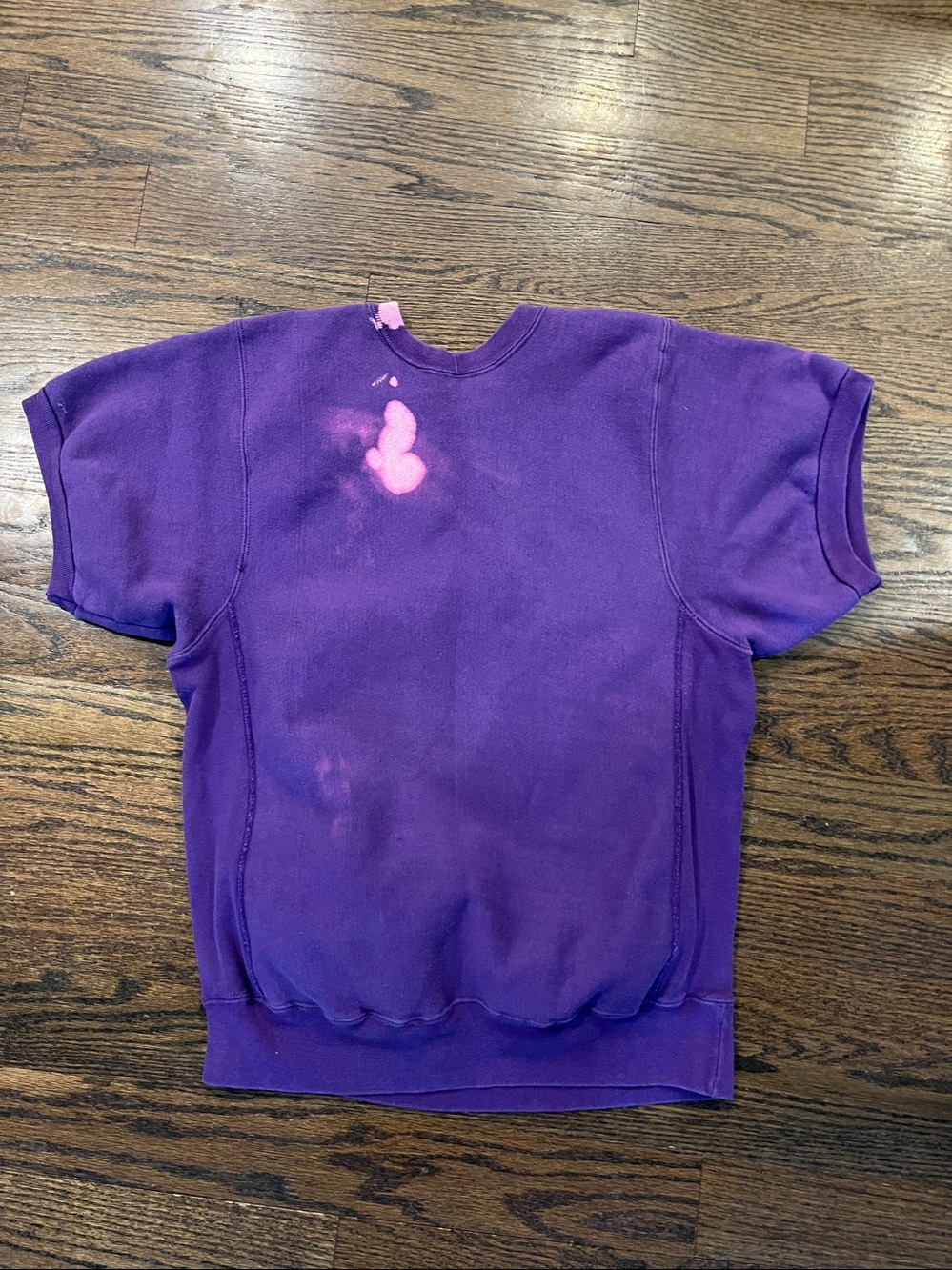Vintage NYU late 1980's-1990's short sleeve purple sweatshirt - Picture 3 of 5